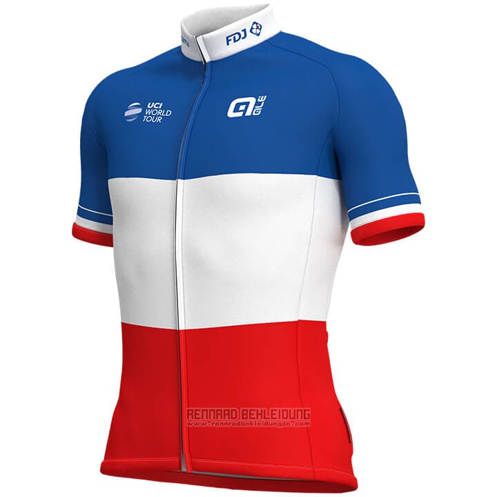 2018 Fahrradbekleidung Frankreich Rot Wei Trikot Kurzarm und Tragerhose - zum Schließen ins Bild klicken