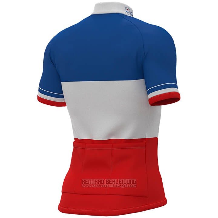 2018 Fahrradbekleidung Frankreich Rot Wei Trikot Kurzarm und Tragerhose