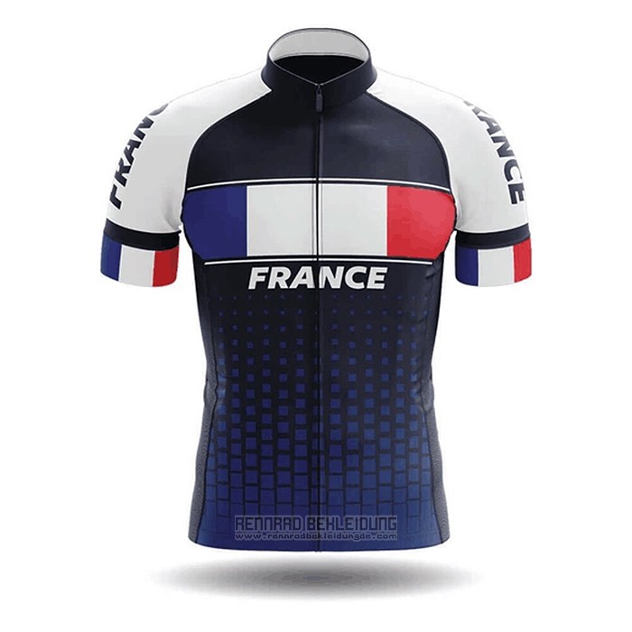 2020 Fahrradbekleidung Champion Frankreich Blau Wei Rot Trikot Kurzarm und Tragerhose