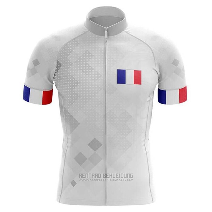 2020 Fahrradbekleidung Champion Frankreich Wei Trikot Kurzarm und Tragerhose - zum Schließen ins Bild klicken
