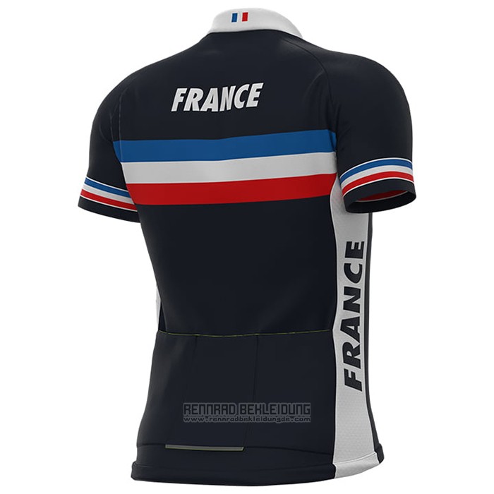 2021 Fahrradbekleidung Frankreich Dunkel Blau Trikot Kurzarm und Tragerhose