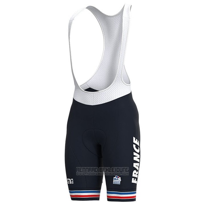 2021 Fahrradbekleidung Frankreich Dunkel Blau Trikot Kurzarm und Tragerhose - zum Schließen ins Bild klicken