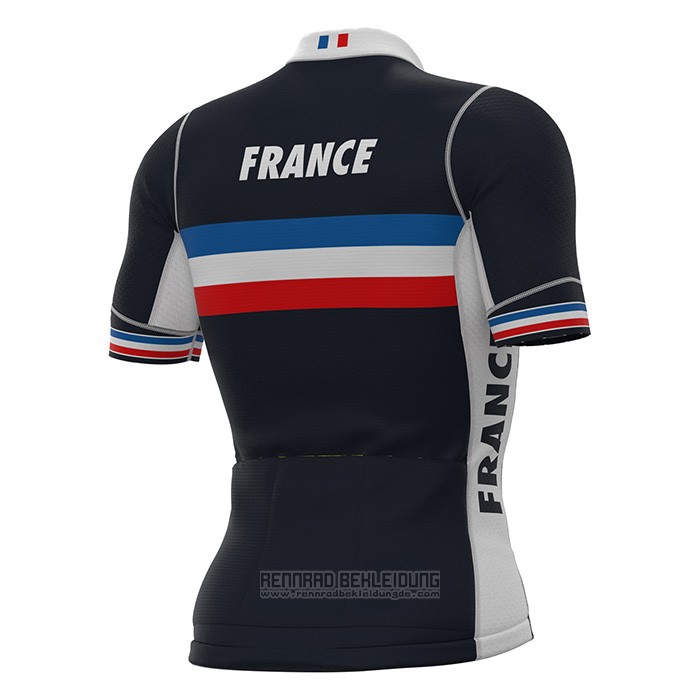 2022 Fahrradbekleidung Frankreich Tief Blau Trikot Kurzarm und Tragerhose - zum Schließen ins Bild klicken