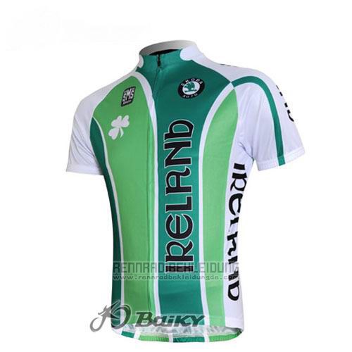2012 Fahrradbekleidung Irland Wei und Grun Trikot Kurzarm und Tragerhose