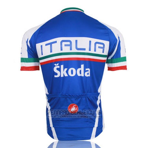 2014 Fahrradbekleidung Italien Blau und Rot Trikot Kurzarm und Tragerhose