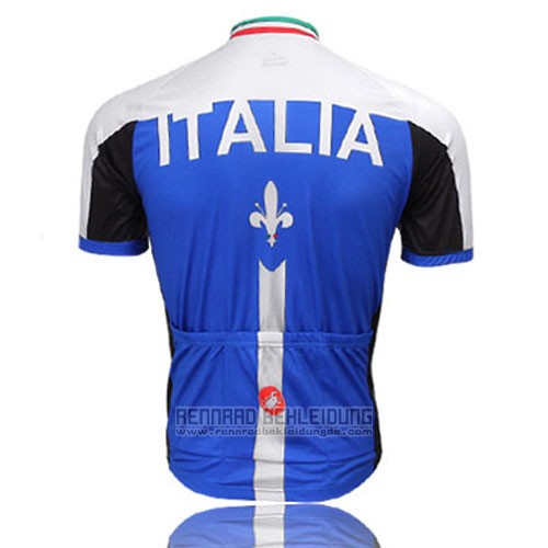 2014 Fahrradbekleidung Italien Wei und Blau Trikot Kurzarm und Tragerhose
