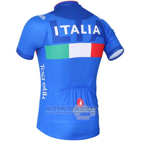 2016 Fahrradbekleidung Italien Wei und Blau Trikot Kurzarm und Tragerhose