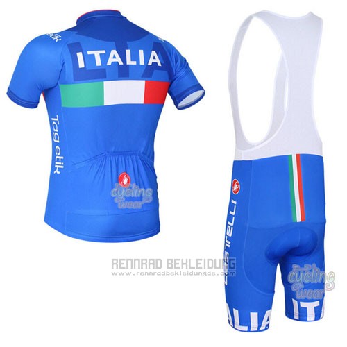2016 Fahrradbekleidung Italien Wei und Blau Trikot Kurzarm und Tragerhose