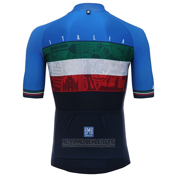 2017 Fahrradbekleidung Italien Shwarz und Blau Trikot Kurzarm und Tragerhose