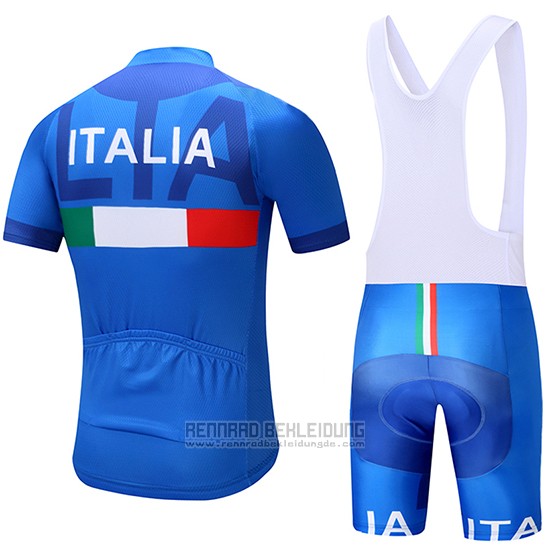 2018 Fahrradbekleidung Italien Blau Trikot Kurzarm und Tragerhose