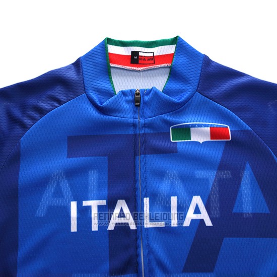 2018 Fahrradbekleidung Italien Blau Trikot Kurzarm und Tragerhose