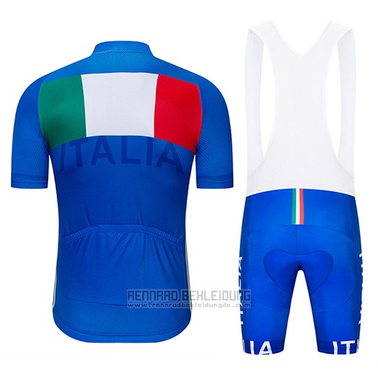 2019 Fahrradbekleidung Italien Blau Trikot Kurzarm und Tragerhose - zum Schließen ins Bild klicken