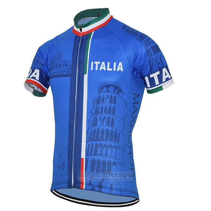 2021 Fahrradbekleidung Italien Blau Trikot Kurzarm und Tragerhose