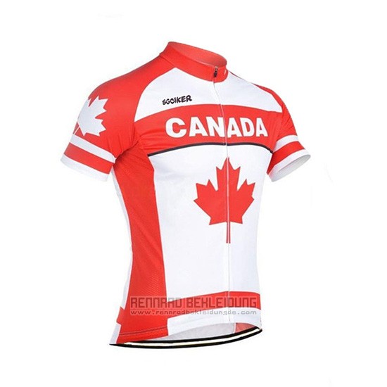 2018 Fahrradbekleidung Kanada Orange und Wei Trikot Kurzarm und Tragerhose