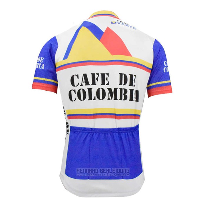 2021 Fahrradbekleidung Kolumbien Wei Blau Trikot Kurzarm und Tragerhose