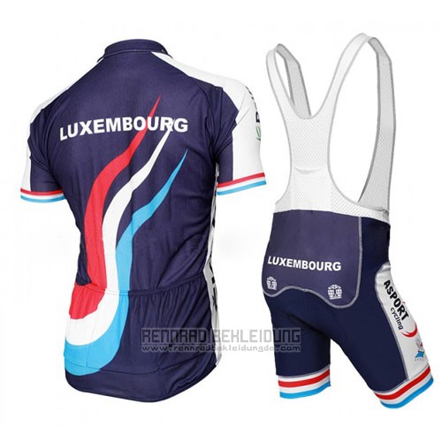 2016 Fahrradbekleidung Luxemburg Blau und Wei Trikot Kurzarm und Tragerhose
