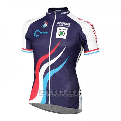 2016 Fahrradbekleidung Luxemburg Blau und Wei Trikot Kurzarm und Tragerhose