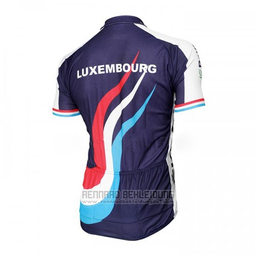 2016 Fahrradbekleidung Luxemburg Blau und Wei Trikot Kurzarm und Tragerhose