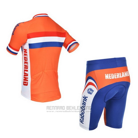 2013 Fahrradbekleidung Niederlande Wei und Orange Trikot Kurzarm und Tragerhose