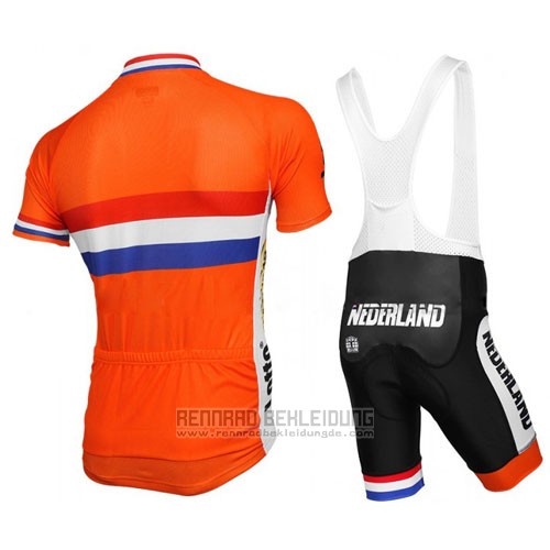 2016 Fahrradbekleidung Niederlande Orange und Blau Trikot Kurzarm und Tragerhose - zum Schließen ins Bild klicken