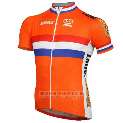 2016 Fahrradbekleidung Niederlande Orange und Blau Trikot Kurzarm und Tragerhose