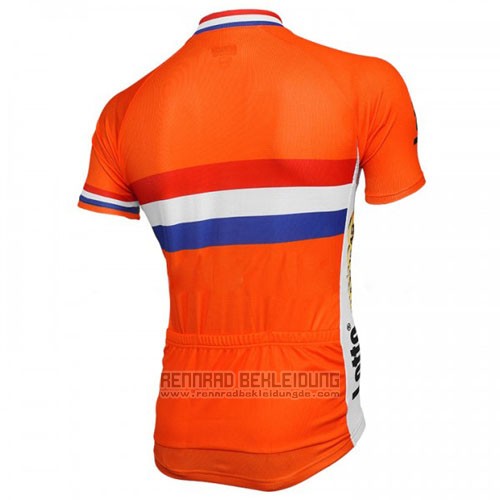 2016 Fahrradbekleidung Niederlande Orange und Blau Trikot Kurzarm und Tragerhose