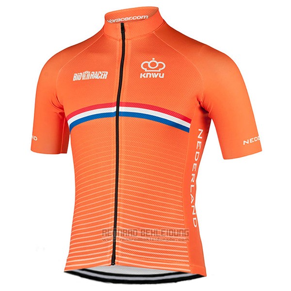 2017 Fahrradbekleidung Niederlande Orange Trikot Kurzarm und Tragerhose