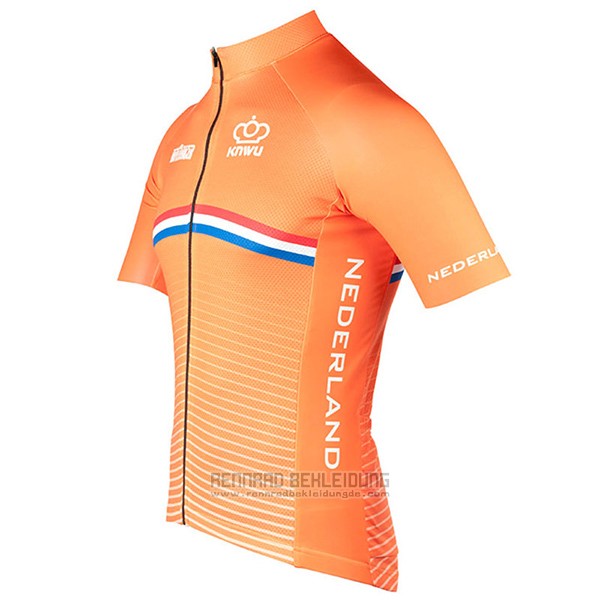 2017 Fahrradbekleidung Niederlande Orange Trikot Kurzarm und Tragerhose