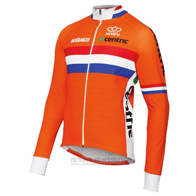 2017 Fahrradbekleidung Niederlande Orange Trikot Langarm und Tragerhose