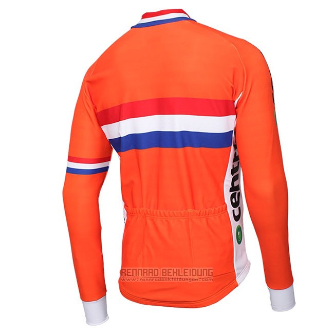2017 Fahrradbekleidung Niederlande Orange Trikot Langarm und Tragerhose