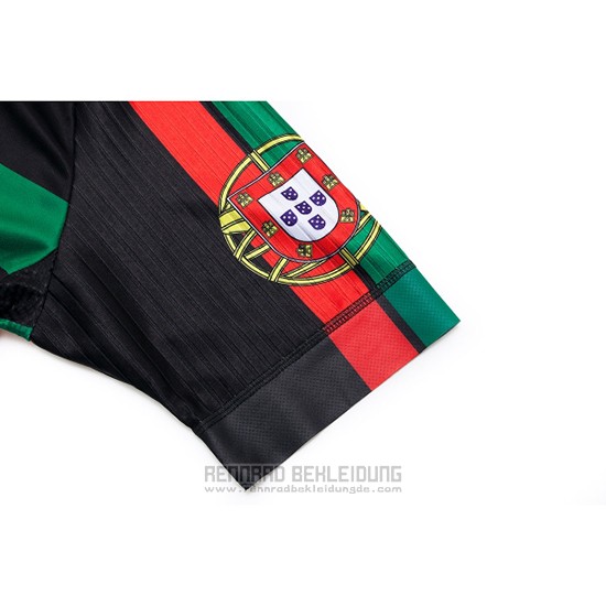 2019 Fahrradbekleidung Portugal Shwarz Grun Rot Trikot Kurzarm und Tragerhose