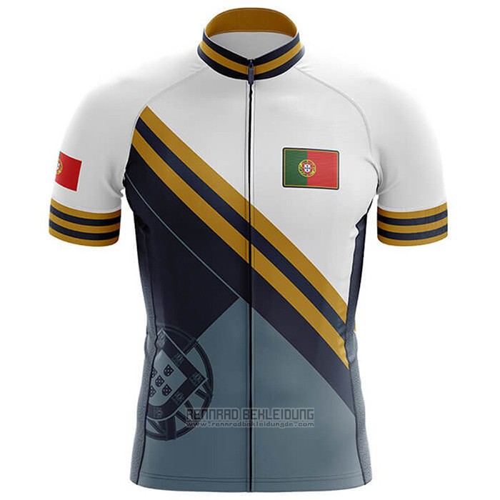 2020 Fahrradbekleidung Champion Portugal Hellblau Gelb Trikot Kurzarm und Tragerhose - zum Schließen ins Bild klicken