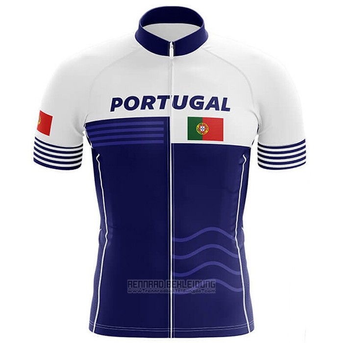 2020 Fahrradbekleidung Champion Portugal Wei Blau Trikot Kurzarm und Tragerhose
