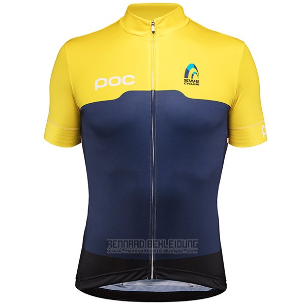 2017 Fahrradbekleidung Schweden Gelb und Blau Trikot Kurzarm und Tragerhose