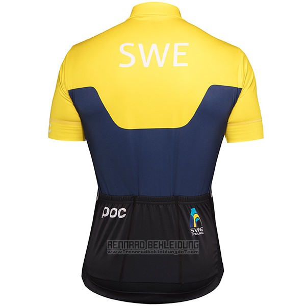 2017 Fahrradbekleidung Schweden Gelb und Blau Trikot Kurzarm und Tragerhose