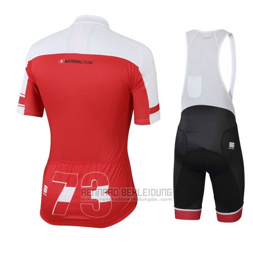 2016 Fahrradbekleidung Schweiz Wei und Rot Trikot Kurzarm und Tragerhose