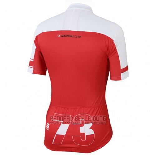 2016 Fahrradbekleidung Schweiz Wei und Rot Trikot Kurzarm und Tragerhose