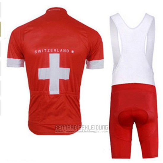 2018 Fahrradbekleidung Schweiz Rot Trikot Kurzarm und Tragerhose