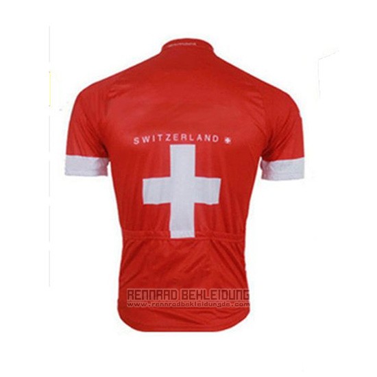 2018 Fahrradbekleidung Schweiz Rot Trikot Kurzarm und Tragerhose