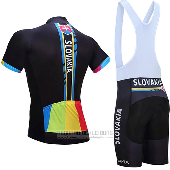 2019 Fahrradbekleidung Slowakische Republik Shwarz Trikot Kurzarm und Tragerhose