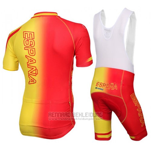 2016 Fahrradbekleidung Spanien Gelb und Rot Trikot Kurzarm und Tragerhose