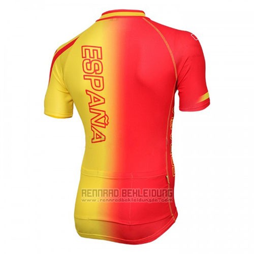2016 Fahrradbekleidung Spanien Gelb und Rot Trikot Kurzarm und Tragerhose