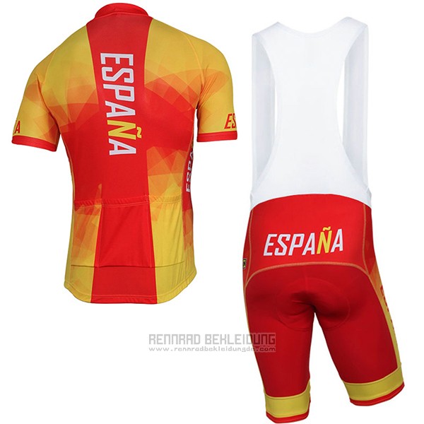 2017 Fahrradbekleidung Spanien Gelb und Rot Trikot Kurzarm und Tragerhose