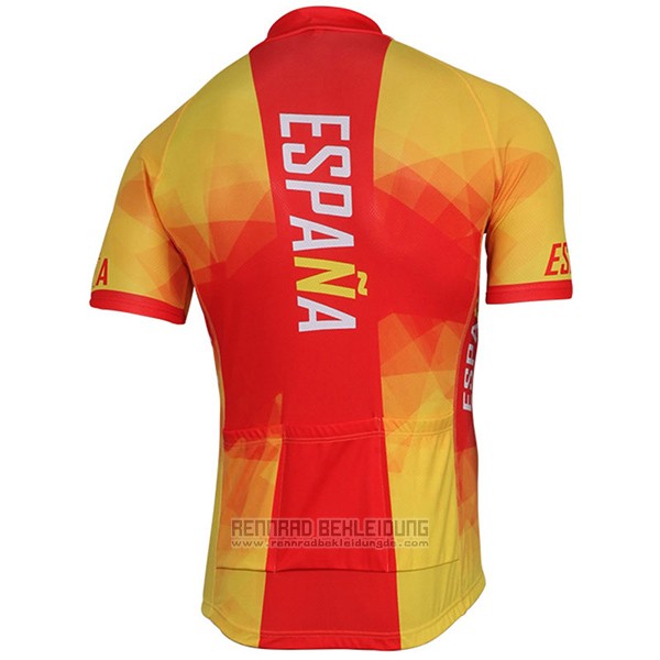 2017 Fahrradbekleidung Spanien Gelb und Rot Trikot Kurzarm und Tragerhose