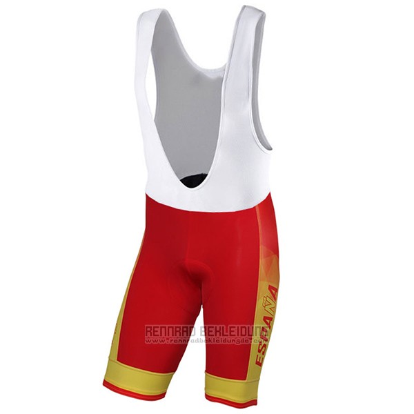 2017 Fahrradbekleidung Spanien Gelb und Rot Trikot Kurzarm und Tragerhose