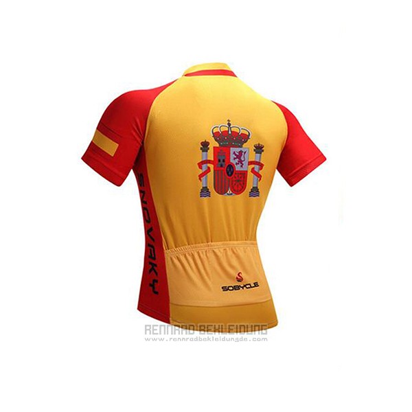 2017 Fahrradbekleidung Spanien Rot und Gelb Trikot Kurzarm und Tragerhose