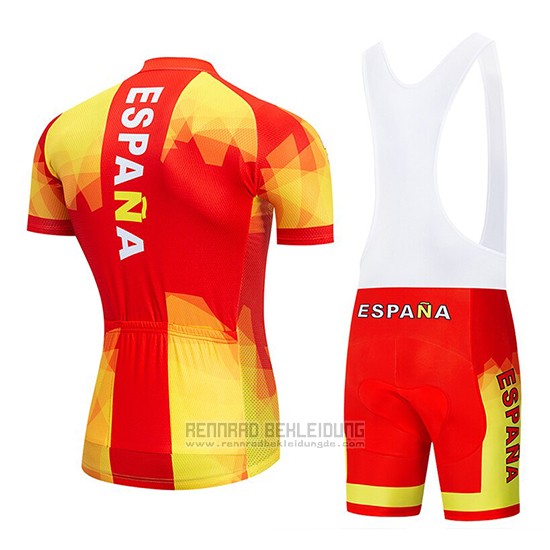 2019 Fahrradbekleidung Spanien Rot und Gelb Trikot Kurzarm und Tragerhose - zum Schließen ins Bild klicken