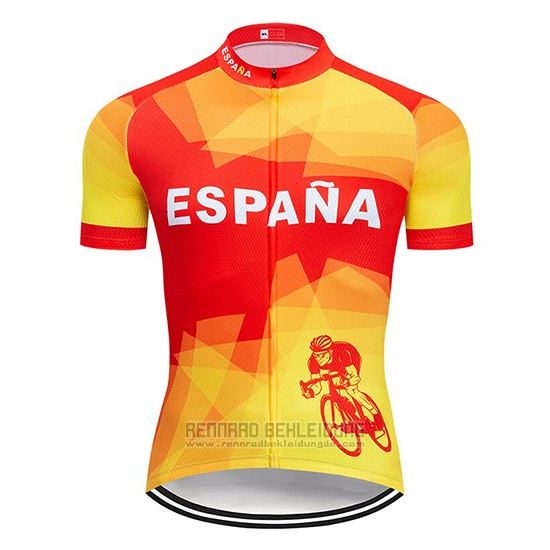 2019 Fahrradbekleidung Spanien Rot und Gelb Trikot Kurzarm und Tragerhose - zum Schließen ins Bild klicken