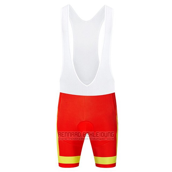 2019 Fahrradbekleidung Spanien Rot und Gelb Trikot Kurzarm und Tragerhose