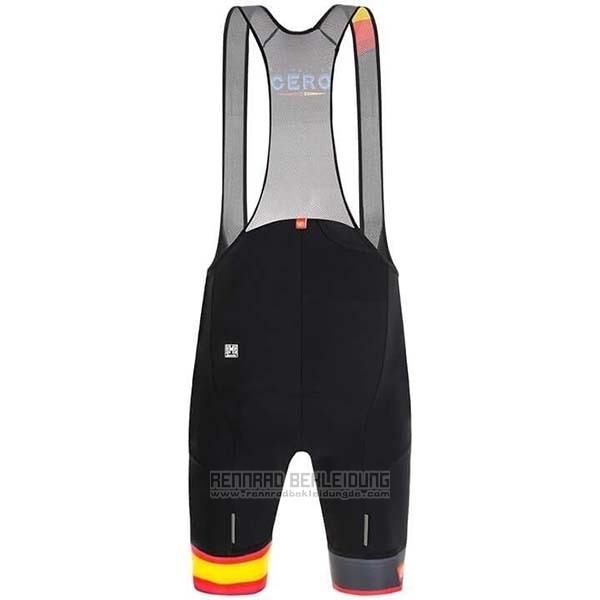 2019 Fahrradbekleidung Spanien Shwarz Rot Gelb Trikot Kurzarm und Tragerhose